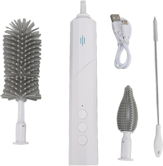 Electric Bottle Brush Set 3 Adjustable Speed Bottle Brushes for with Long Handle IPX7 Water Rechargeable Portable Electric Cleaner for Home Travel