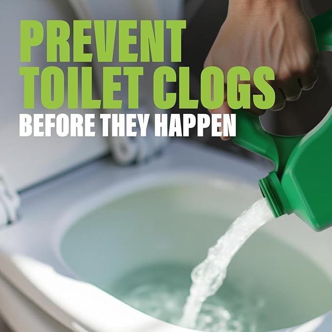 Green Gobbler Toilet Clog Defense - Coats Pipes to PREVENT Toilet Clogs and Improves Flush Performance - Safe for Septic - Great for Old Plumbing Low &amp Slow Flow Toilets 5 Treatments 60 oz
