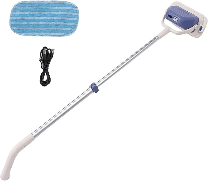 Fafeicy Electric Window Cleaner Cordless Rechargeable with Removable Head and Telescopic Pole 11500 RPM Motor for Glass Marble Tile Bathroom Door Wall Tabletop Car