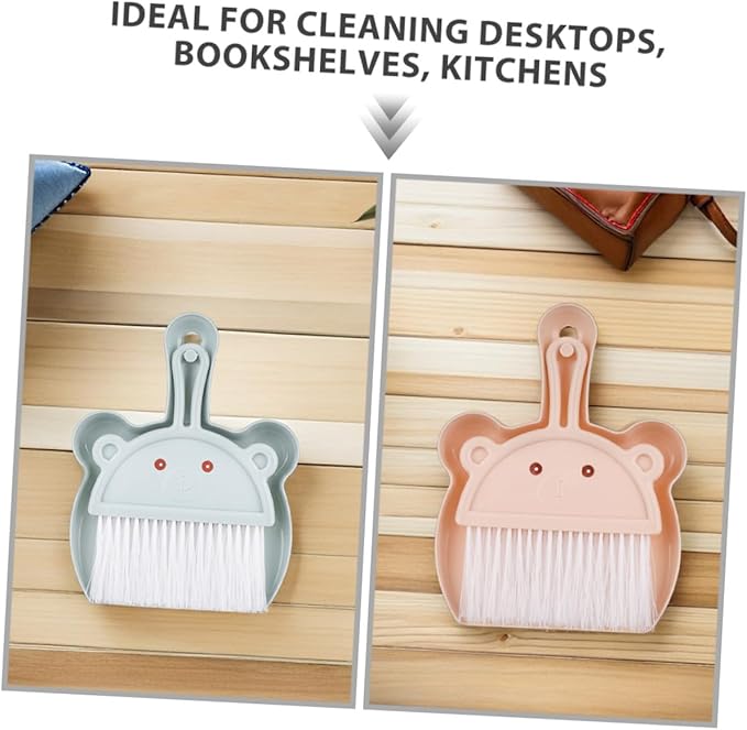 FRCOLOR Mini Broom and Dustpan Set 6pcs Small Hand Broom and Dustpan Combo for Desktop Cleaning Portable Table Cleaner Kit for Pet Waste and Household Use