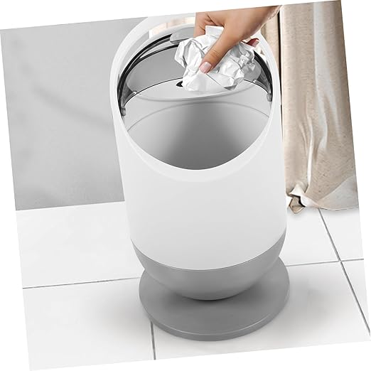 Mini Desktop Trash Can Portable Grey Wastebasket for Office Bathroom Kitchen Compact Garbage Bin Lid for Easy Disposal