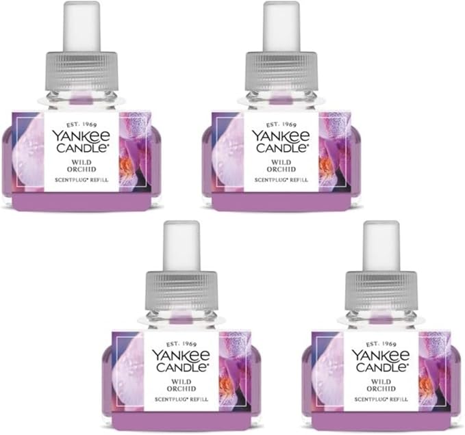 Yankee Candle ScentPlug Refill for Plug in Air Fresheners Scented Oil Refills Long Lasting Home Fragrance Wild Orchid (Pack of 4)