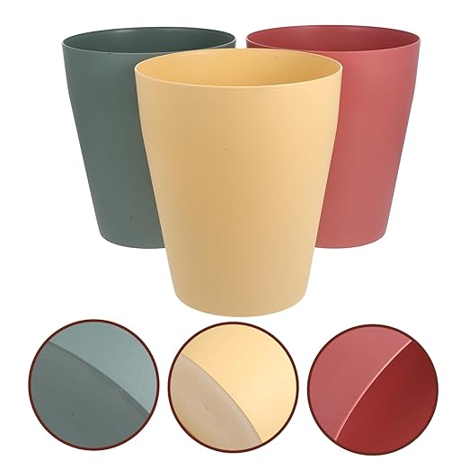 3pcs Small Plastic Trash Cans Lidless Wastebaskets for Office Bedroom Living Compact PP Garbage Bins for Paper and Sundries Storage Space Saving Home Recycling Bins