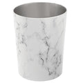 mDesign Round Metal Small 1.7 Gallon Recycle Trash Can Wastebasket Garbage Container Bin for Bathrooms Kitchen Bedroom Home Office - Durable Stainless Steel - Mirri Collection - White Marble
