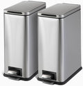 Home Zone Living 2-Pack 3 Gallon Small Trash Can with a Lid and Step Pedal Stainless Steel with Slim Design for Home and Office Silver 10 Liters