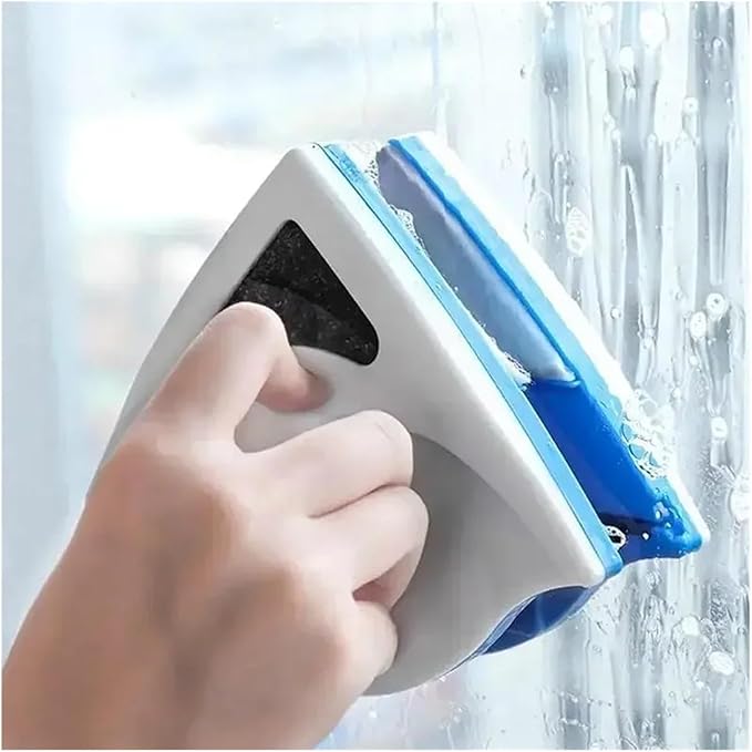 Magnetic Double-Sided Window Cleaner Brush – Adjustable Glass Wiper for Home Windows – Household Cleaning Tool for Both Sides(Blue p3-8mm)