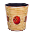 10L/2.64 Gallon Trash Can Decorative Waste Basket PU Leather Waste Paper Basket Waterproof Garbage Can for Bathroom Bedroom Office Kitchen and Living Room - Basketball