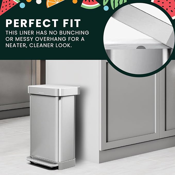Bags for Code M simplehuman Step Garbage Cans | Extra Thick Trash Liner with 45 Liter Capacity and Folded Drawstring | 100 Unscented Bags