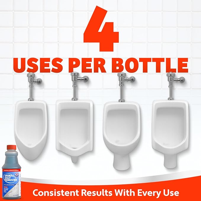 Commercial-Grade Urinal Salt Remover – Made in the USA – Odor Neutralizing Urinal Cleaner for Salt Calcium Rust and Scale Build-Up – Safe For All Plumbing – 32 fl oz