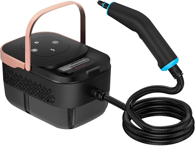 2500W Portable Steamer for Cleaning Handheld Steam Cleaner for Home 6 Steam Levels 10s Heat-Up High Heat Steamer for Car Detailing Furniture Couch Bed Bugs House Windows (Black)
