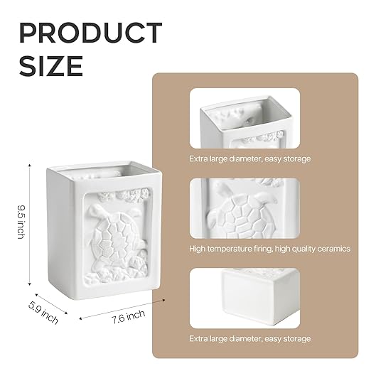 Small Bathroom Trash Can - 1.85 Gallon Wastebasket Garbage Can Container Bin for Kitchens Bathrooms Laundry Room Offices (Square/White)