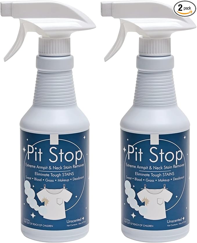 Sanco Industries Pit Stop Sweat Stain &amp Deodorant (Antiperspirant) Armpit Stain Remover Multi-stain formulation 16oz. (Pack of 2)