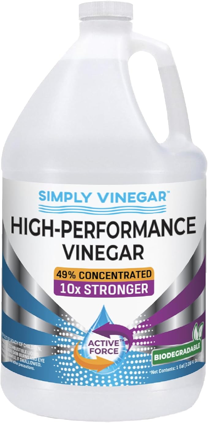 Industrial Strength 49% Vinegar – High-Performance Concentrated Cleaner for Home Garden Driveways &amp More – Biodegradable &amp Bleach-Free (Not for Food Use) - 1 Gallon (128 oz)