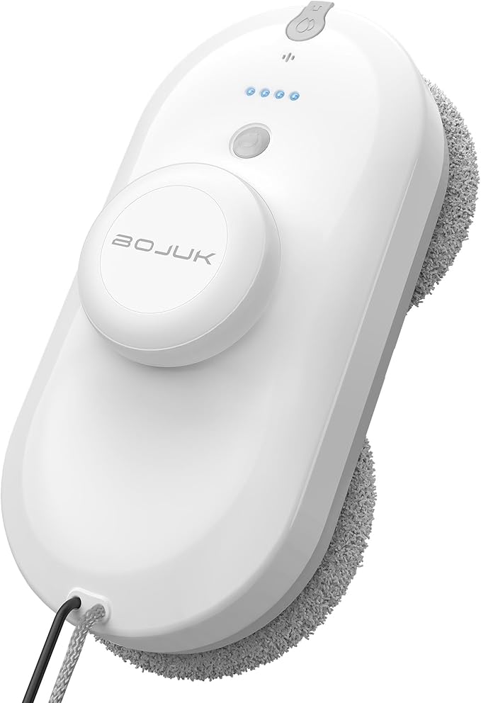 Window Cleaning Robot 5000Pa Suction Dual Spray AI Smart Path Planning Wet and Dry Glass Cleaner with Edge Detection and Anti-Drop Protection for High-Rise Windows (White)