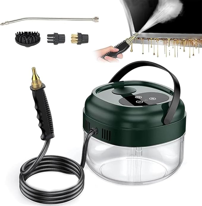 3500W High Pressure Steam Cleaner Handheld Steam Cleaner for Home Kitchen Hood Car Cleaning Touch Screen + 6 Adjustable Steam Levels 1500ml Water TankGreen (Color:Green)