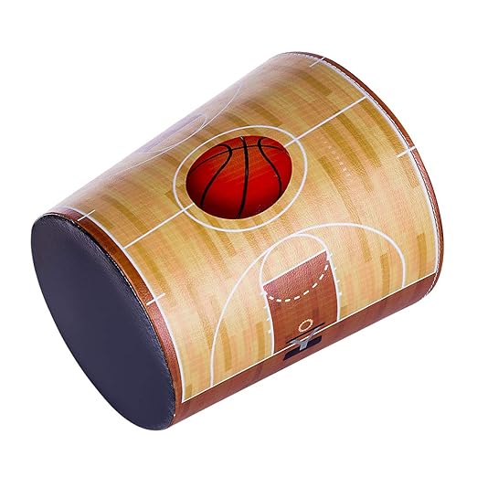 10L/2.64 Gallon Trash Can Decorative Waste Basket PU Leather Waste Paper Basket Waterproof Garbage Can for Bathroom Bedroom Office Kitchen and Living Room - Basketball