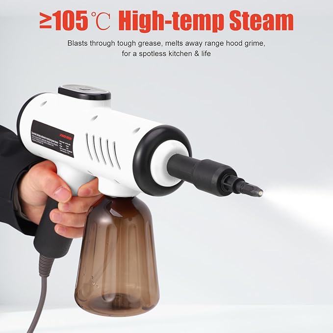 Fockety Handheld Steam Cleaner 1200W 13s Heat up Pressurized Portable Steamer with 8pcs Accessories Multi Surface Steam Cleaner for Cleaning Car Bathroom Upholstery Grout (White US Plug 110V)