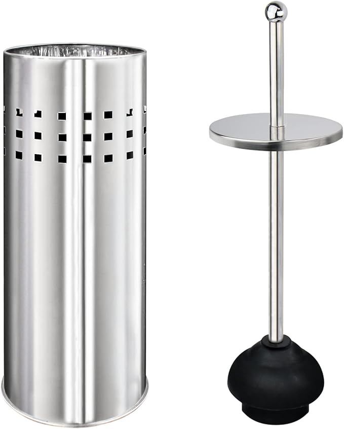 Blue Donuts Toilet Plunger with Holder for Bathroom Multi Drain Suitable Also for Bathtubs Quick Dry (Chrome)
