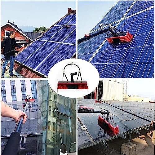 Glass Cleaning Brush Home Water Fed Telescopic Pole Kit Solar Panel Brush Rotating for Photovoltaic Panel3.6-10.8m Telescopic Water Fed Window Cleaning PoleHose Fed Extended Brush Tool Kit