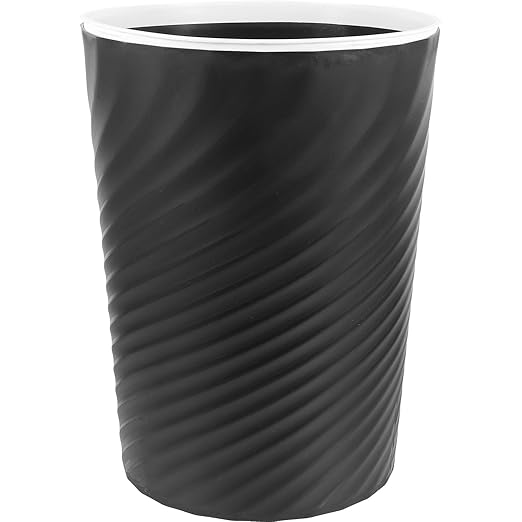 Trash Can Large Black Open Top Household Trash Bin with Pressure Ring Plastic Wastebasket for Office Bathroom Bedroom Use