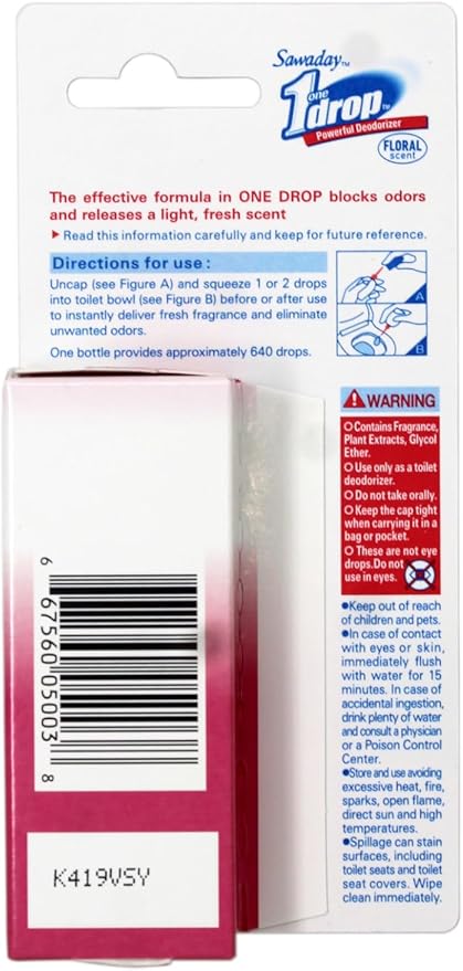 One-Drop Powerful Deodorizer Floral Scent 0.67 Ounce 6 Pack