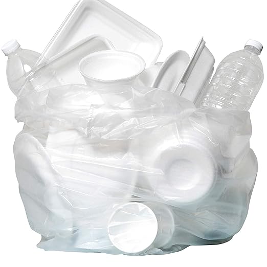 Aluf Plastics SCR-404816C 45 Gallon Clear Trash Bags (250 Count) - 39' x 46' - 16 Micron Equivalent High Density Value Garbage Bags Can Liners for Bathroom Office Industrial Commercial Recycling