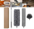 Extension Crevice Duster Microfiber dusting Cloth Retractable Handle Bendable Head Crevice Duster Cleaning Tool Set Suitable for Furniture top and Bottom Blinds etc.(5-Piece Set1.4m Pole)