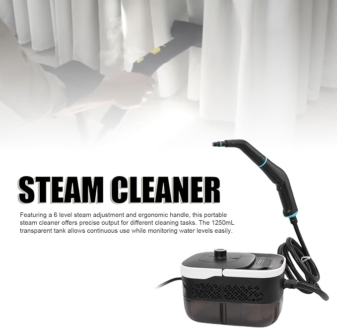 Steam Cleaner 6 Levels Adjustable Handheld Pressurized Steamer Machine with 1.2L Tank 15s Heat Up 6.56ft Hose for Home Dirt Tile Floor Kitchen (US Plug 110V)