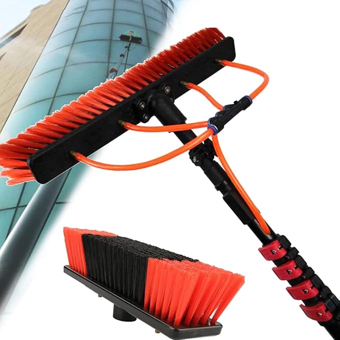 Window Cleaning Pole Window Cleaner Kit Water/Hose Fed Pole Window Cleaning Brush Equipment Cleaning Photovoltaic and Solar Panels24FT/7.2m