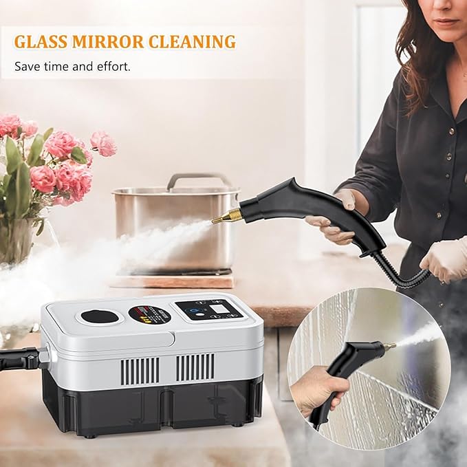 Handheld Steam Cleaner Steam Cleaners Mop Natural Steam Cleaner Handheld Power Steam Cleaner for Home Steam Cleaner Touch Screen + 6 Adjustable Steam Levels for Bed Car Kitchen Bathroom(Orange)