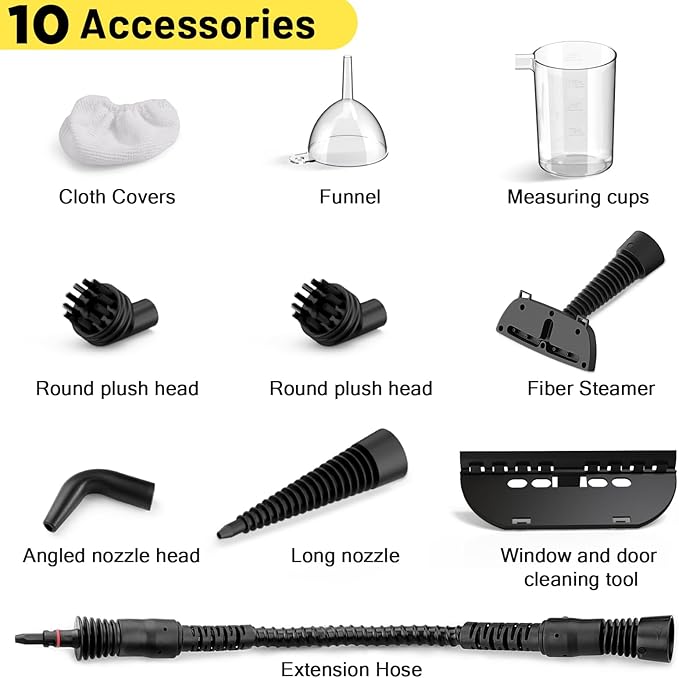 Handheld Steam Cleaner Steamer for Cleaning Multipurpose Portable Steam Cleaners for Home Use with Safety Lock and 10 Accessory Kit to Remove Grime Grease and More Save Time and Effort