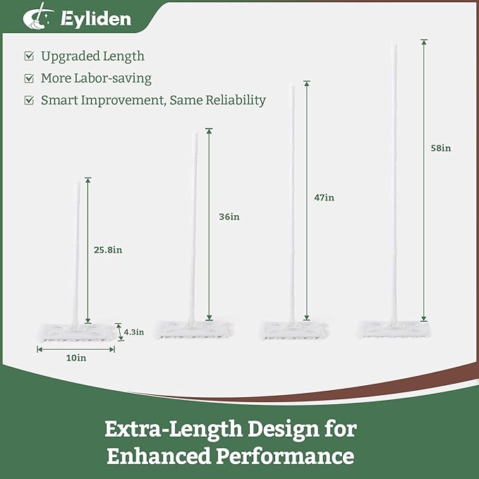 Eyliden Dust Mop Sweeping &amp Mopping Kit | 58 Extended Long Handle 36 Disposable Dry Cloths and 24 Wet Pads Multi Surface Sweeper Mops for Floor Cleaning