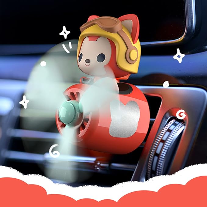 2 Pieces Car Air Fresheners Cute Bear Pilot Car Diffuser Propeller Air Outlet Vent Fresheners Suitable for Automotive Interior Decoration (Duck+Fox)