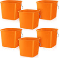 Zhehao 6 Pcs 3 Quart Bucket for Cleaning Small Sanitizer Bucket for Restaurant Square Plastic Pail with Handles for Home Offices Commercial Use Food Service(Orange)