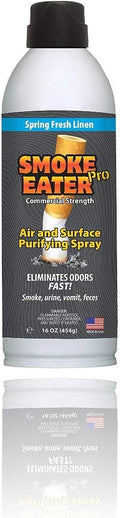 Smoke Eater Pro 16 oz Odor Eliminator Spray — Commercial Strength for Smoke Pet Urine and Cooking Odors — Air and Fabric Deodorizer with Tea Tree Oil — Made in USA (Spring Fresh Linen)
