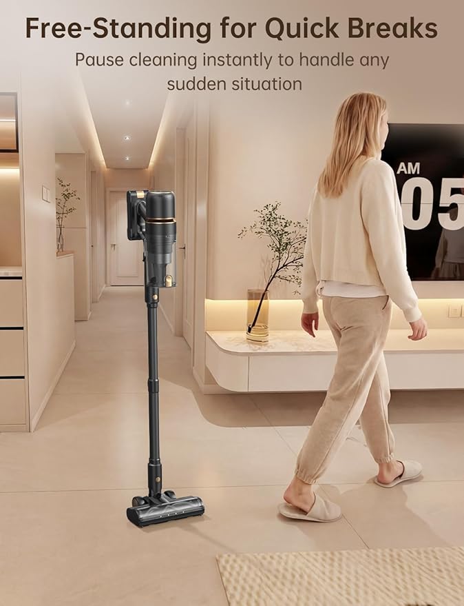 OXVAC Cordless Vacuum Cleaner 600W/58000Pa 65-Minute Run Time Cordless Stick Vacuum with Self-Cleaning Filtration System Freestanding Tangle-Free Suitable for Carpets/Floors/Pet Hair
