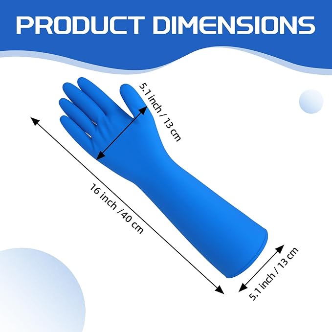 50 Counts 16 Long Disposable Nitrile Gloves Latex Free Dishwashing Gloves Waterproof for Household Clean Gardening(Blue)