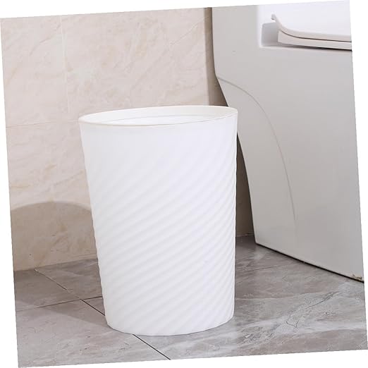 Plastic Trash Can Wastebasket White Open Top Trash Bin for Bathroom Office Bedroom Kitchen Large Opening Sturdy Structure Versatile Household Garbage Container