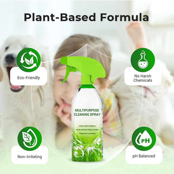 Household Powerful Multipurpose Cleaning Spray All-Purpose Household Cleaners Plant-Based Power Cleaner Liquid Spray for Kitchen Bathroom (1PCS)