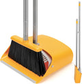 Broom and Dustpan Set with Long Handle 52 Standing Broom and Dust Pan Set for Home Kitchen Room Office Lobby Yellow