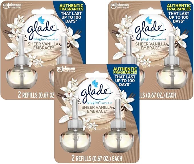 Glade Plugins Refills Sheer Vanilla Embrace 2 CT 1.34 Fl Oz (Pack of 3)
