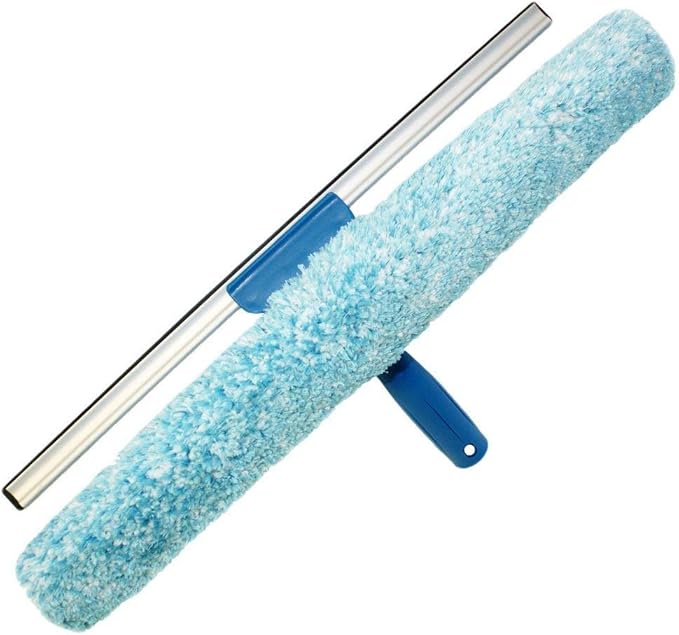 Unger Professional 2-in-1 Squeegee and Scrubber 18” Window Cleaning Tool Commercial and Residential Use Washer Cleaner Supplies to Remove Excess Water and Dry