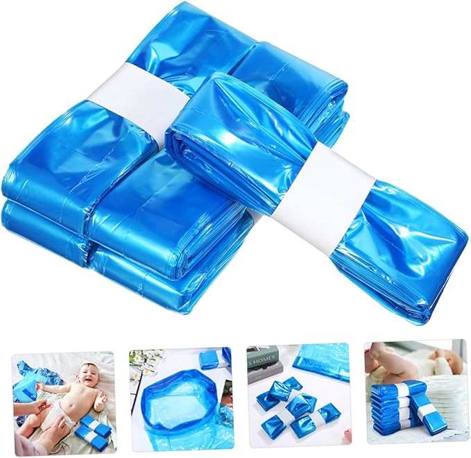 Diaper Pail Bags 5 Rolls 260mm X 7m Pe Odor-resistant Trash Bags Blue Diaper Organizer Refill for Nursery Waste Disposal