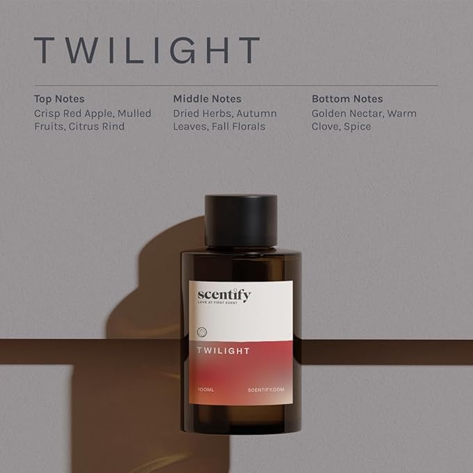 Scentify Holiday Twilight Aroma Oil Christmas Refill Scent for Oil Diffusers - Apple Spice Clove Citrus - Luxurious Relaxing Aromatherapy Fragrance 100ml 3.38oz