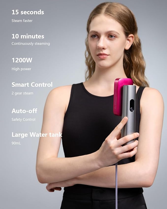 G5 Pro Smart Handheld Steamer for Clothes – Global Voltage Adaptation(100-240V) 1200W Palm-Sized &amp Lightweight (1lb) Dual Steam Modes Auto Shut-Off for Travel &amp Home(Sliver Grey)