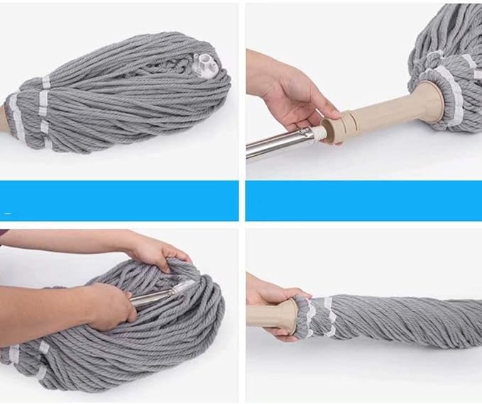 Mop Rotating Stainless Steel Handle 360°  Micro Fiber Fabric Efficient Floor Cleaning
