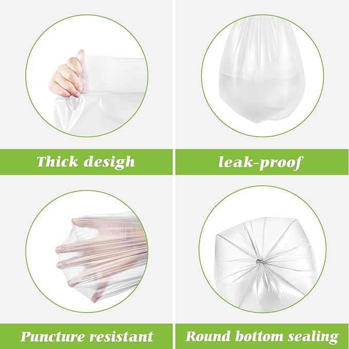4 Gallon 1000 Counts Strong Trash Bag Garbage Bags by Teivio Bathroom Trash Can Bin Liners Small Plastic Bags for home office kitchen