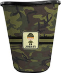 Personalized Green Camo Waste Basket - Double Sided (Black)
