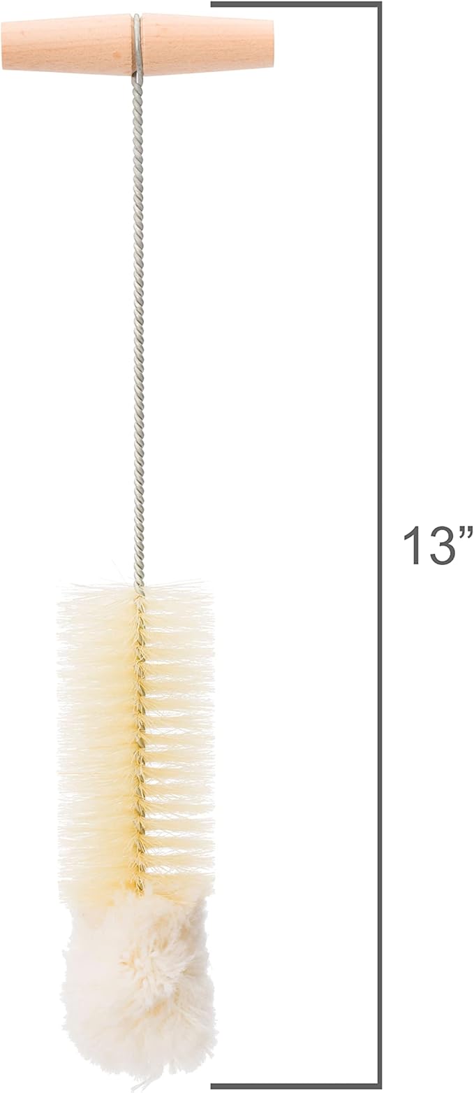 Redecker Bottle Brush with Beechwood Grip for Soda Bottles/Jars/Specialty Glassware Tampico Fiber and Wool Bristles 14 Inches Long Made in Germany