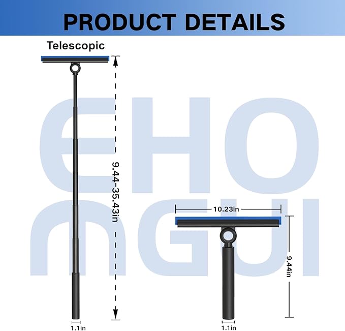 Shower Squeegee for Glass Doors Squeegee with Long Handle Telescoping Squeegee for Shower Extendable Window Cleaner Tool for Car Windows Tile Walls Sliding Door Shower Glass Door